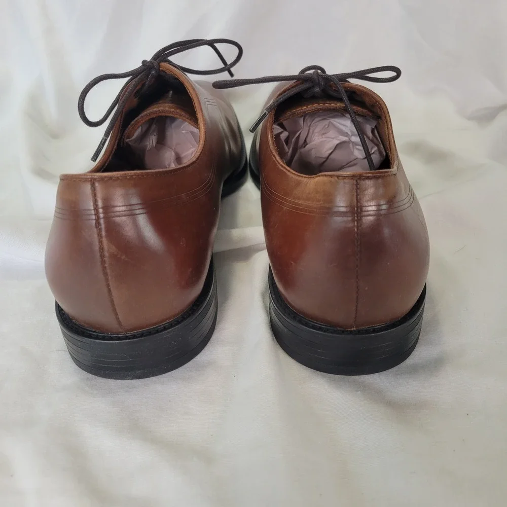 Kenneth Cole Men Brown Leather Cap Toe Oxford Dress Shoes Ticketpod Lace Sz 10.5